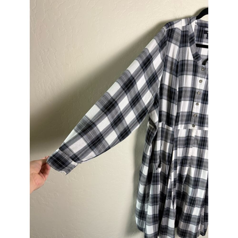 Torrid Button Front Kimono Voile Plaid Black 3X 18318409 - Picture 5 of 13